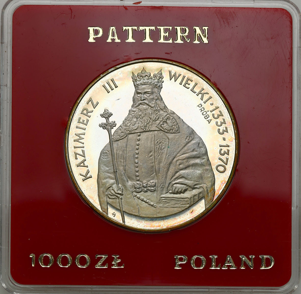 PRL. PRÓBA srebro 1000 złotych 1987 Kazimierz Wielki - półpostać